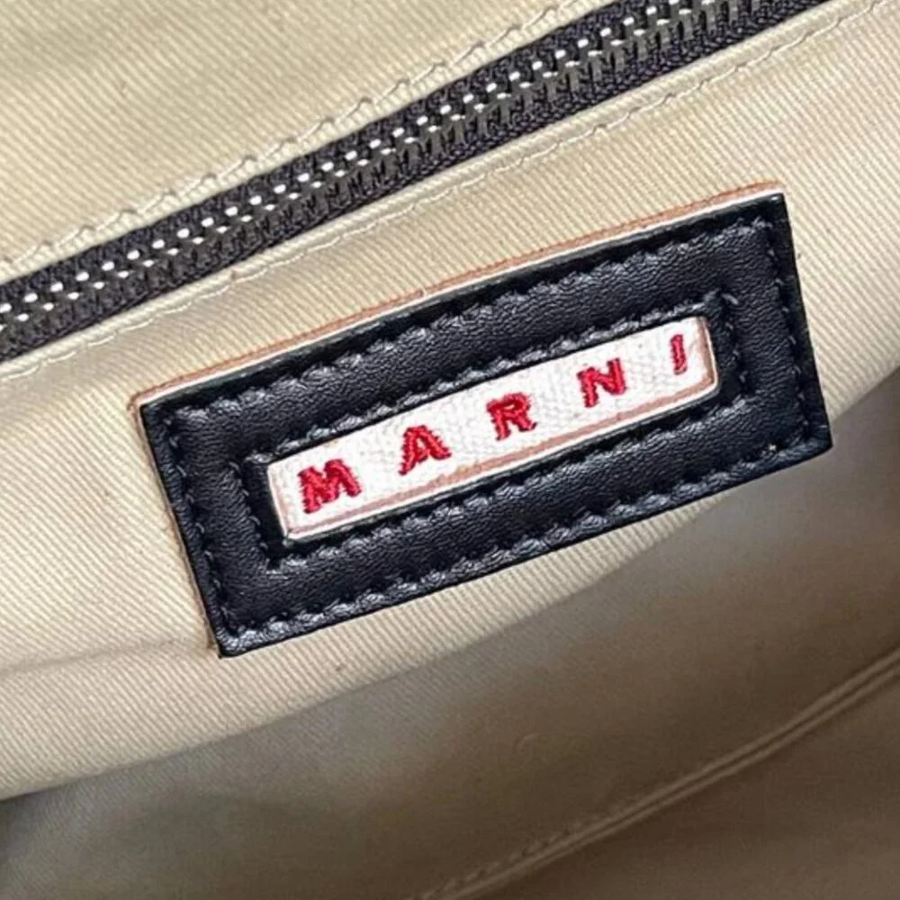 Marni Striped Raffia Tote Beige Blue Woven Crossbody Summer Bag Designer Tote - Picture 8 of 8